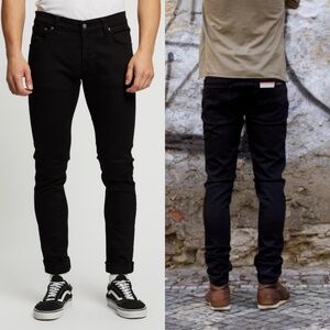Nudie Tight Terry Slim Jeans  in Deep Black - 26